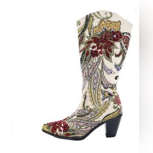 Helens Heart Bling Brocade boot Beige